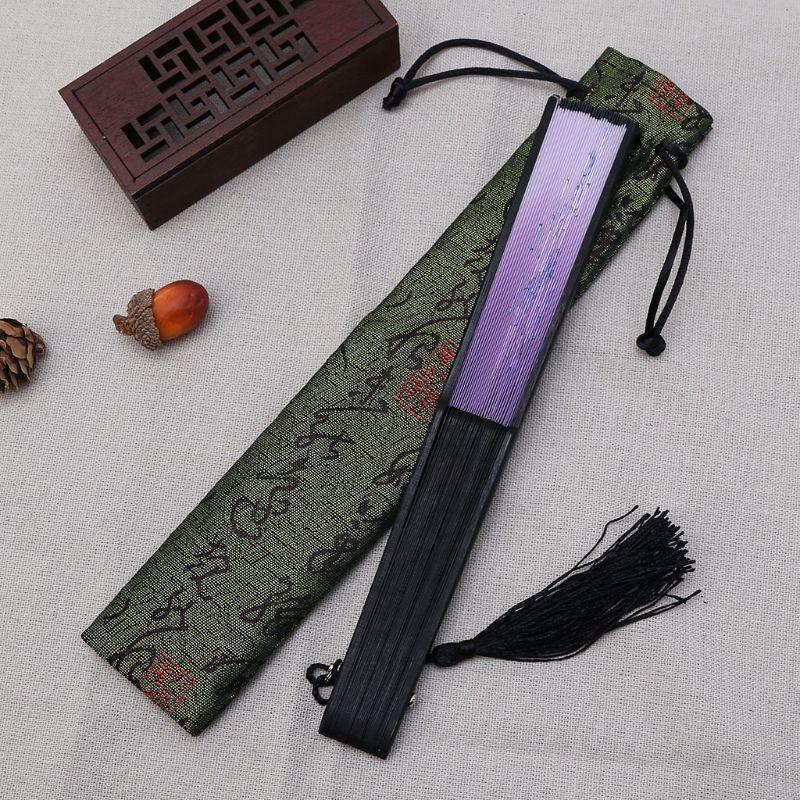 62KD Chinese Decorative Folding Hand Fan Bag Dustproof Holder Prote