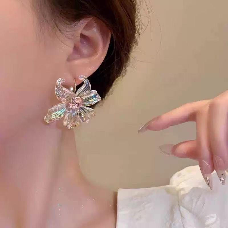 Colourful Transparent Flower Earrings for Women