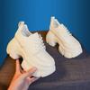 Fashion 7.5CM Full Cow Genuine Leather Black Platform Sneakers Wedge Female Fashion Autumn Spring Casual Ladies Moccasin Woman Shoes