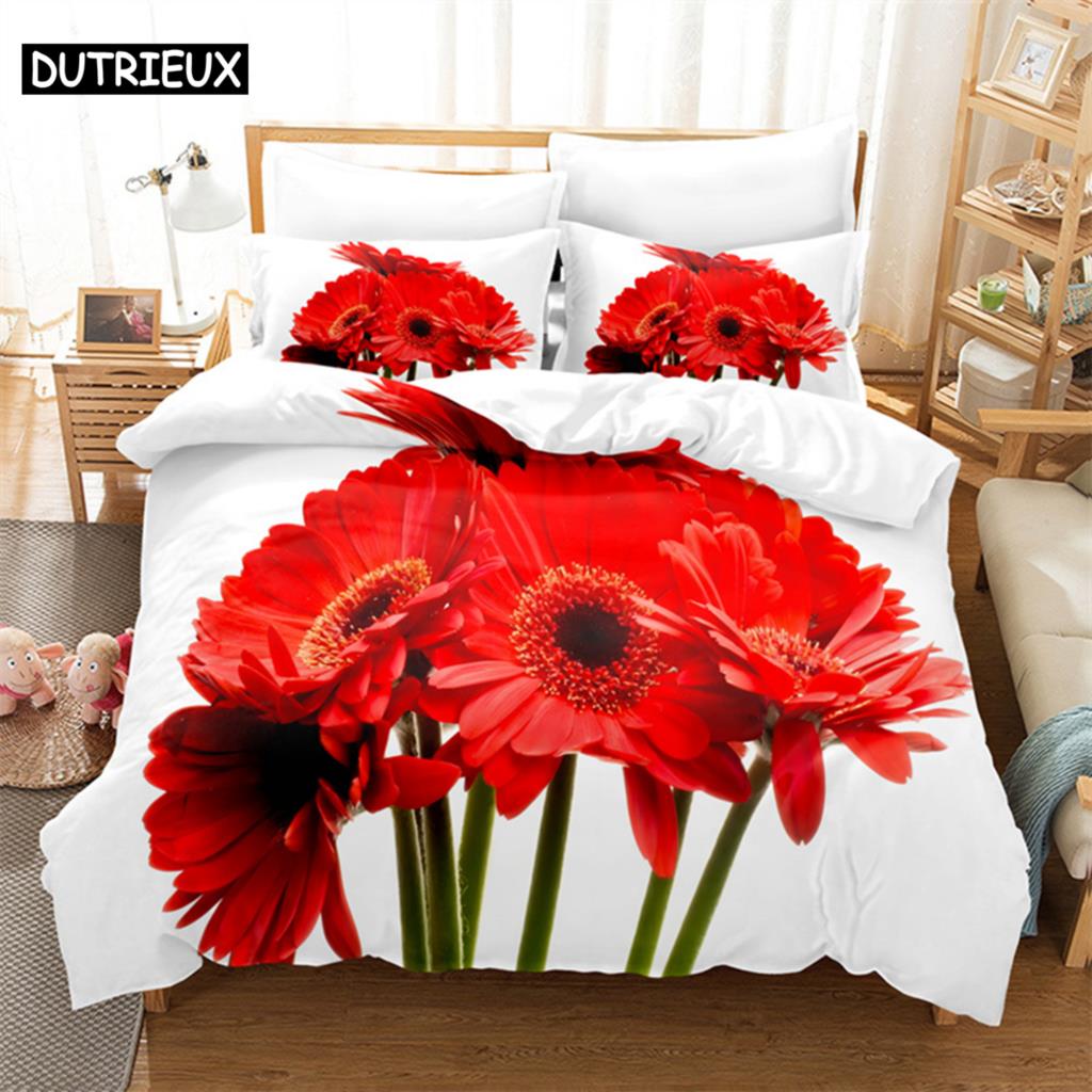 Colorful Daisy Queen Bedding Set Duvet Cover Kids Bedroom Bed Set Comforter Cover Set King Size Duvet Cover Set Bedding Sets