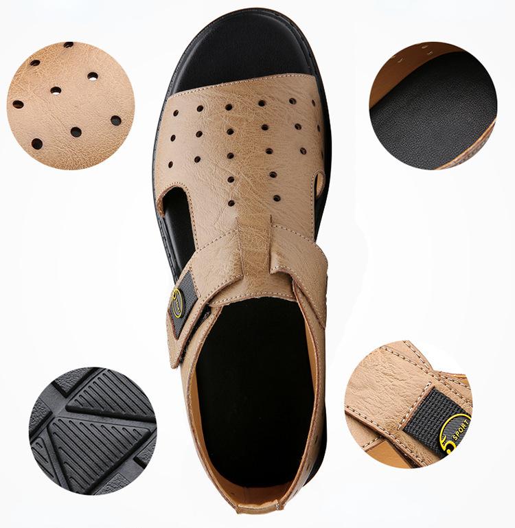 Fashion Genuine Leather Men Roman Sandals Luxury Open Toe Flat Casual Shoes Male Comfor Soft Beach Shoes Fashion Designer Men Sandalias