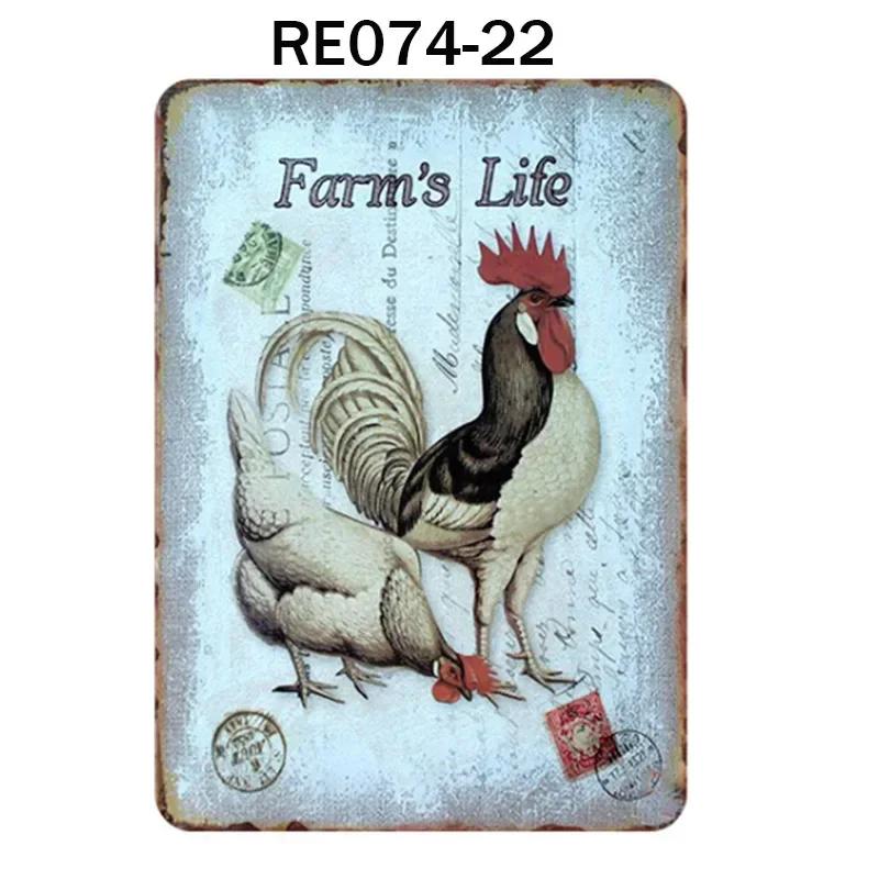 Happy-Hens Fresh Eggs Metal Tinplate Poster Chickens Farm Shop Poster Vintage Restaurant Wall Decor Retro Plaque Signs 20*30cm