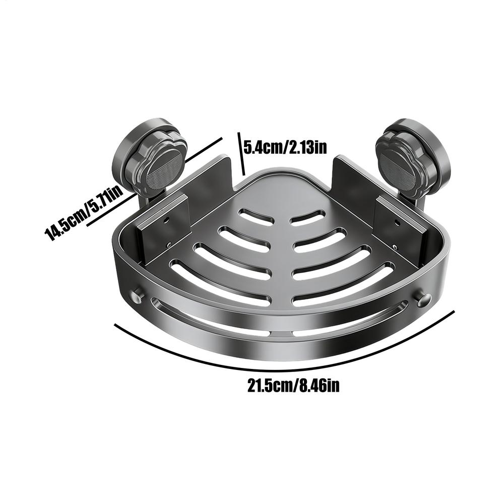 3-tier Triangular Suction Cup Hook Toiletries Storage Rack ABS Corner Shower Rack Organizer No Drill Suction Cup Shower Shelf серый