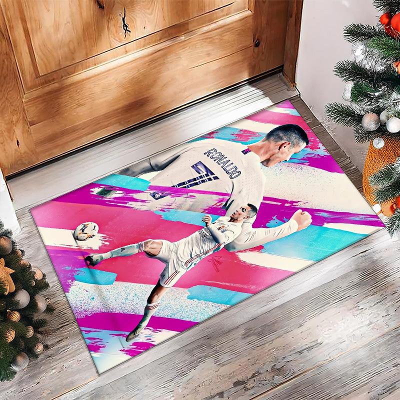 Cristiano Ronaldo Printed Flannel Area Rug Non Slip Soft Polyester Floor Carpet Indoor Decor Mat for Bedroom Living Room Sofa