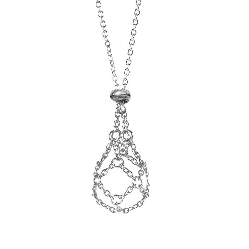 Steel Design Crystal Cage Necklace Holder Net Metal Chain Stone Collecting Holder Adjustable Pendant Jewelry