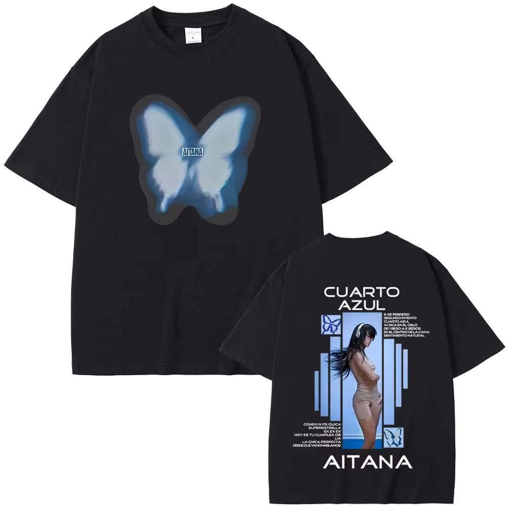 

Aitana Cuarto Azul Album Merch T-shirts Butterfly Graphic T-shirts Men Women Pop Music T Shirt Casual Oversized T Shirts S