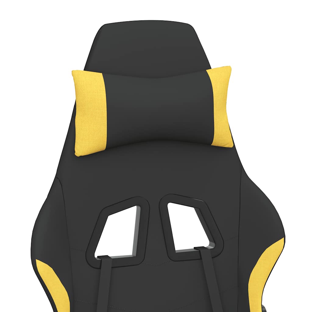 Gaming Chair with Massage Function and Footrest Black and Yellow Fabric