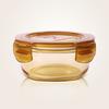 Demasi Heat-Resistant Glass Food Storage Container, Microwave-Safe Lunch Box for Office Workers, Amber Round 400ml