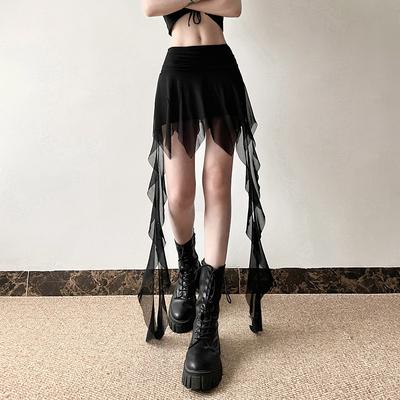 Saia feminina de verão, cor sólida, slim fit, moda de rua, cintura alta, gaze, linha A
