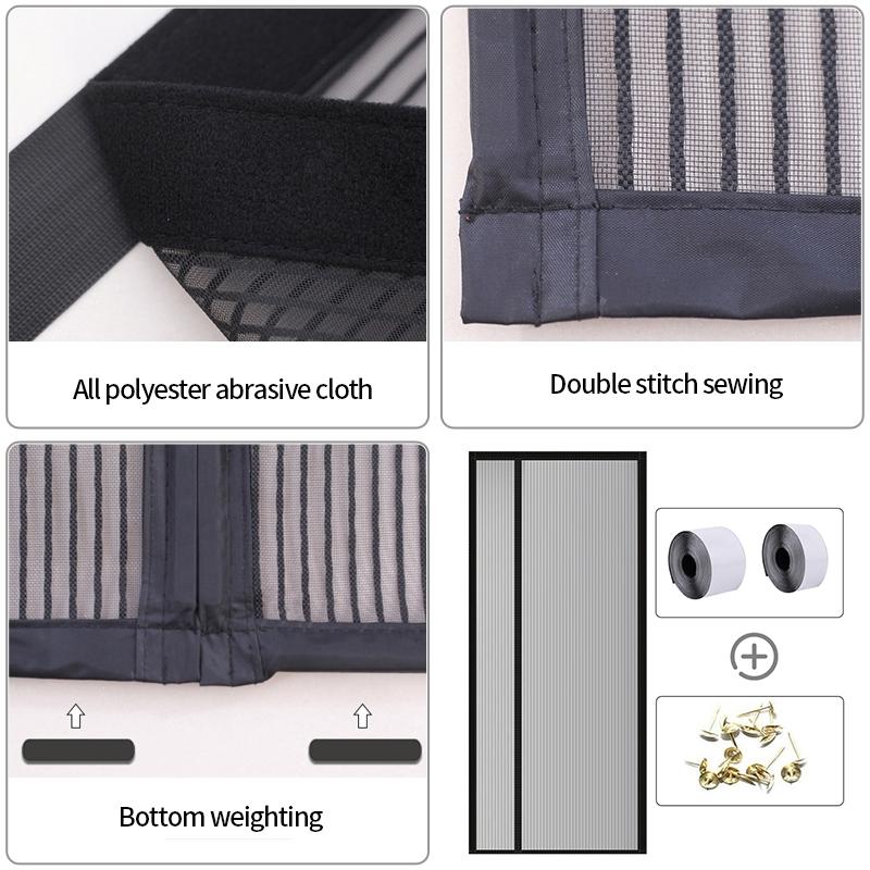 Magnetic Door Screen Anti-Mosquito Net Curtain Mesh Insect Sandfly Netting Automatic Closing Door Screen Magnetic Mosquito Net