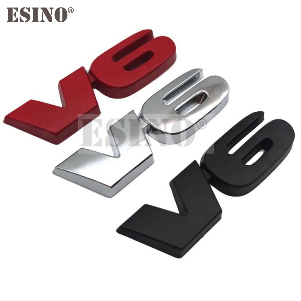 Auto Styling V6 Motor Logo 3D Metalllegierung Klebeemblem Heckklappenplakette Kotflügelaufkleber Karosserieaufkleber Autozubehör