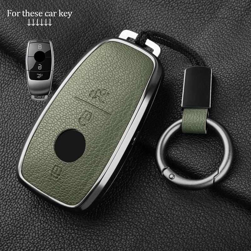 Metal And Leather Car Key Case Cover For Mercedes Benz W176 W177 W205 W206 W212 W213 W222 W223 W167 463 X166 A C E S G Cls Class