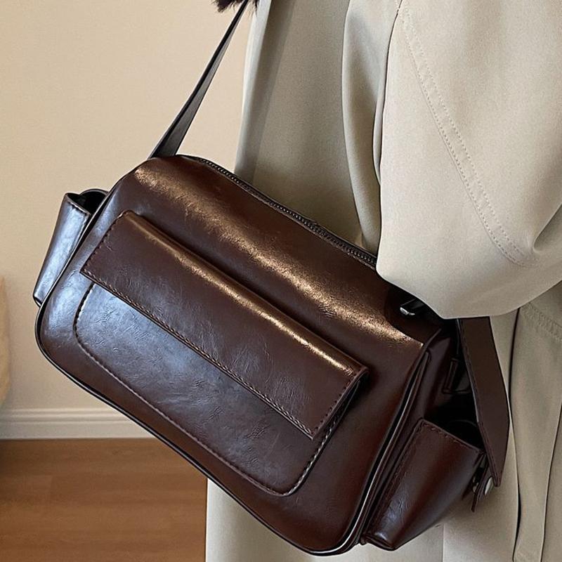 Borsa a tracolla INS rossa da donna Autunno Inverno Nuova Grande capacità Borse a spalla retrò Texture PU Borse a mano quadrate Tendenza