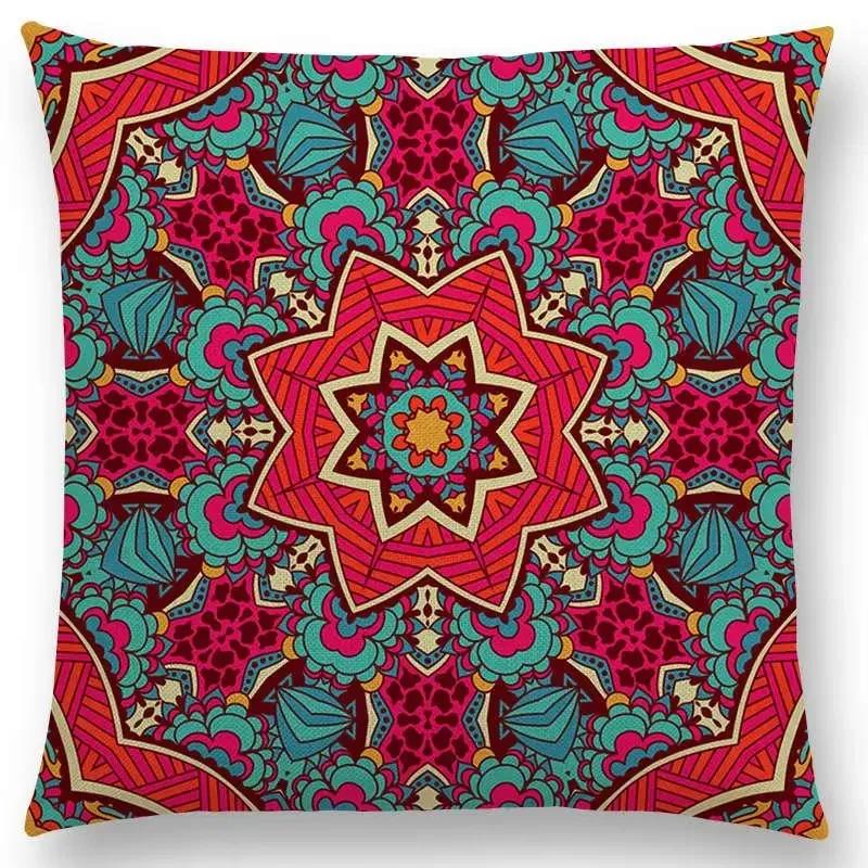 Hot Sale Bestselling African Animal Symbol Block Bohemian Geometric Floral Design Paisley Carnival Mandela Sofa Cushion 45*45cm