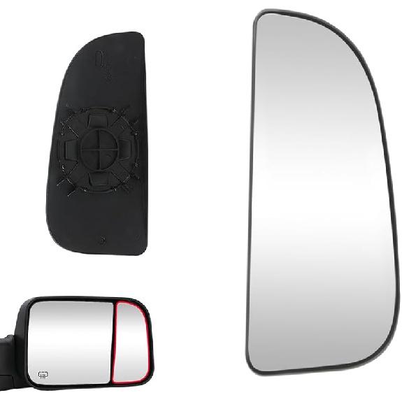 Senzeal Driver Side Tow Mirror Glass Heated Tow Mirrors Replacement For Dodge Ram 1500 2500 3500 4500 5500 2009- Convex Mirror With Rear Holder