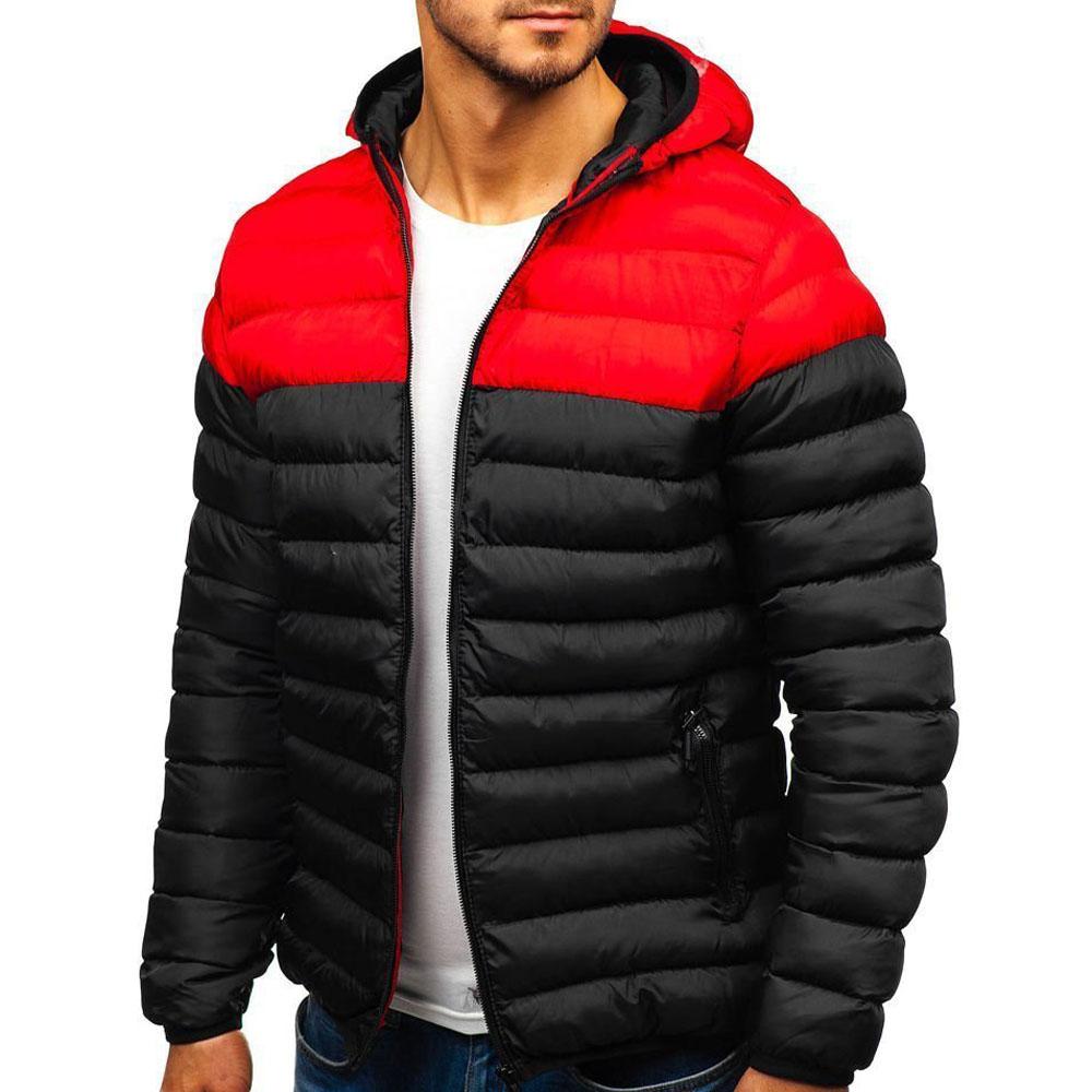 

Autumn Winter Parkas Casual Male Patchwork Zip Up Long Sleeve Hooded Cotton Pad Coats Outwear BSD-M-07 M