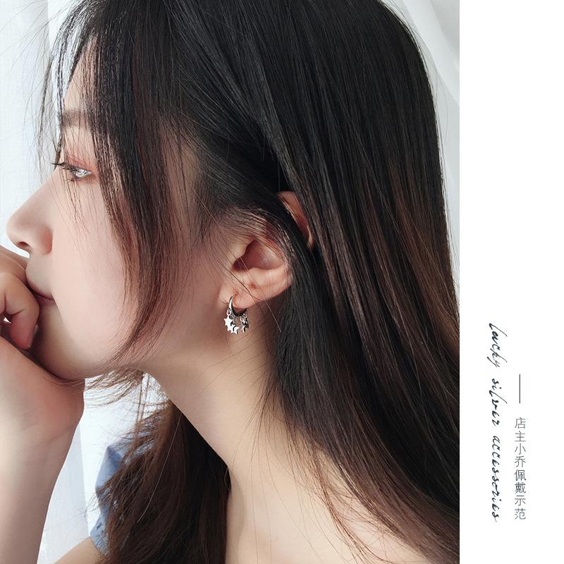 Silver Star Earrings Female Temperament Korean Personality Earrings Gift