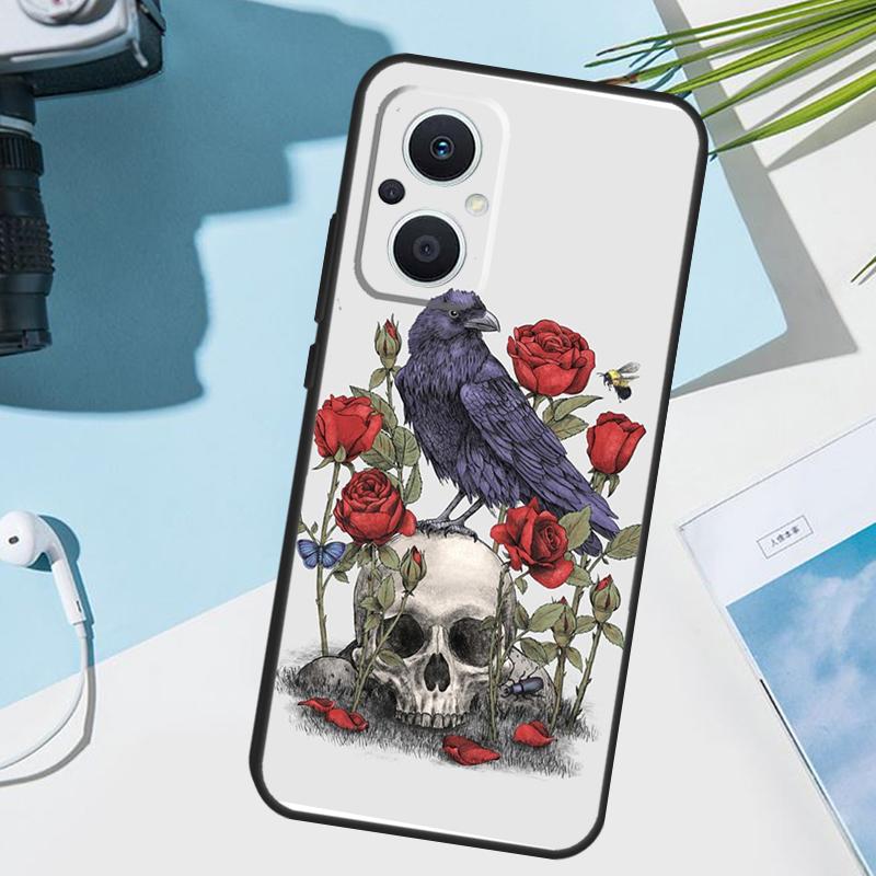 Skull Crow Flower Cover For OPPO Reno 14 F 13 12 11 10 Pro 11F 12F 13F 7 8 Lite OPPO Find X9 X8 X6 X5 Pro Case