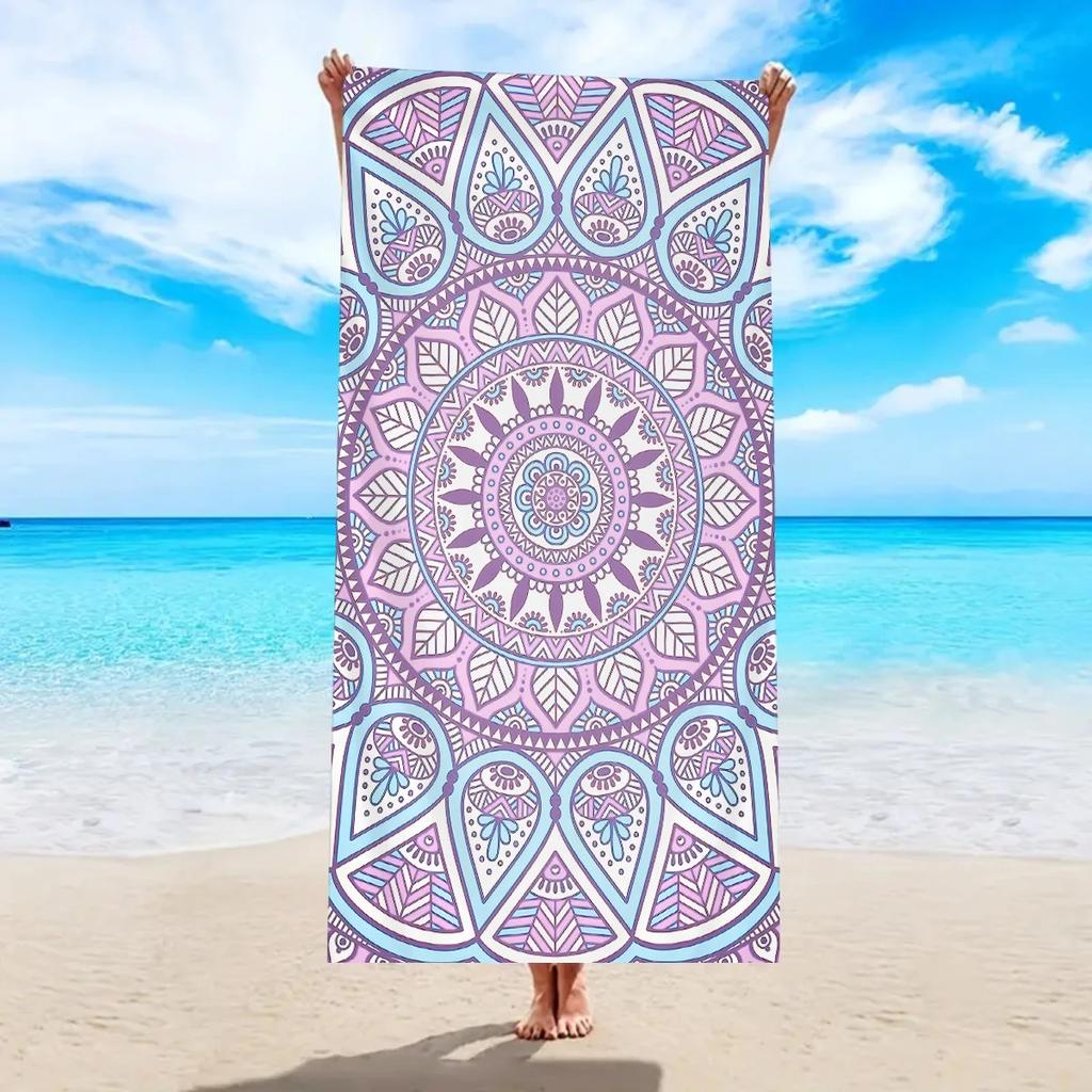 2D Flat Printed Nautical Theme Beach Towel Soft Peach Skin Quick Dry Bath Towel Swimming Pool Travel Summer Vacation Beach Decor