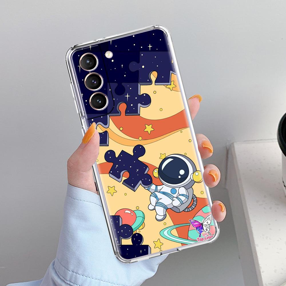 Phone Case For Samsung Galaxy S26 S25 S24 S23 S22 Ultra S20 S21 FE 5G Plus Soft Clear Cover Space Astronaut Cartoon