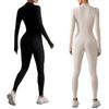 Winter Warm Fleece Tight Jumpsuit Yoga Fitness Dance Cycling Jumpsuit Zipper Tight Jumpsuit Pilates Sports Warm Training Jumpsuit