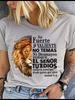 Men Women's Polyester 100% The Lion Bible Print T-shirt Loose Round Neck Casual Short Sleeve Fashion Top  Clothing Summer