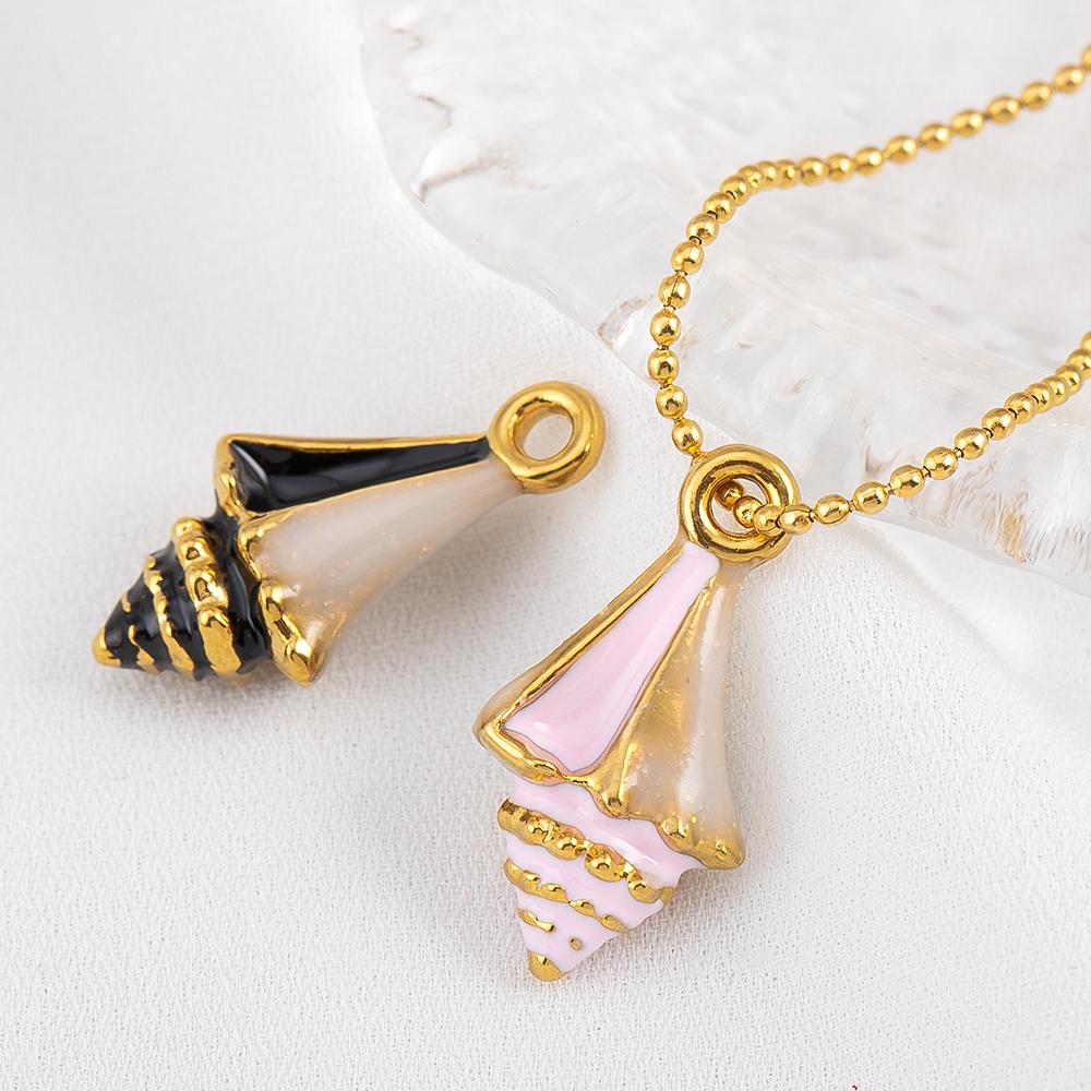 1piece Stainless Steel Pointed Conch Enamel Pendants DIY Summer Style Necklace Jewelry Accessories Clothing Decoration Supplies