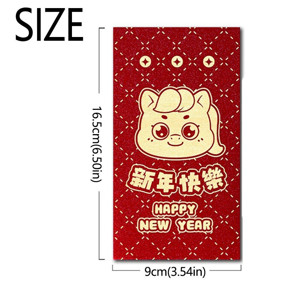 6Pcs/Set Paper 2026 Horse Year Red Envelope Traditional Lucky Money Bag  for Chinese New Year