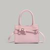 Energetic Girl Bowknot Decorated Niche Solid Color Simple Stylish High-End Handheld Shoulder Crossbody Small Square Bag Trendy