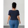 Summer New Style Oblique V-neck Fashion Slim Solid Color Simple Versatile Short-sleeved T-shirt