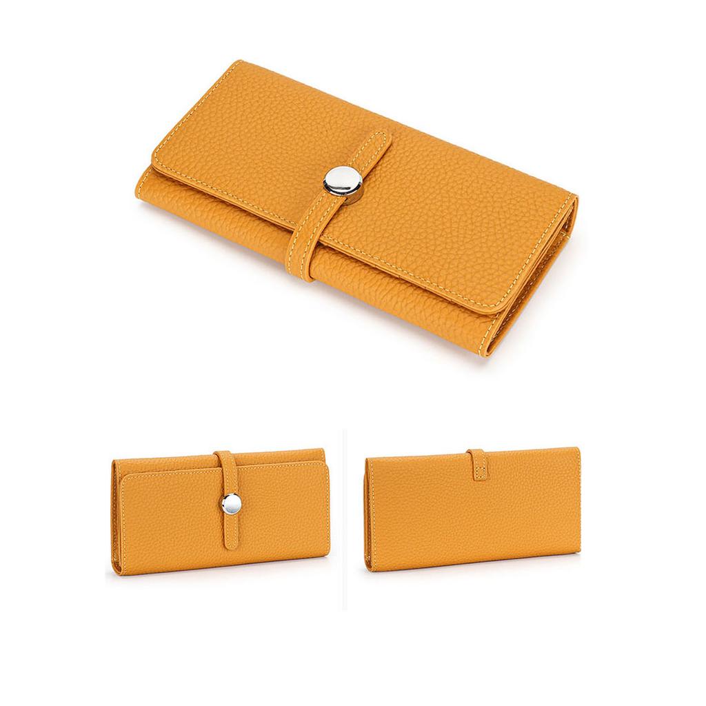 Long Genuine Leather Wallet Women's Folding Large Capacity Wallet New Soft Cowhide Women's Clutch Phone Holder Wallet