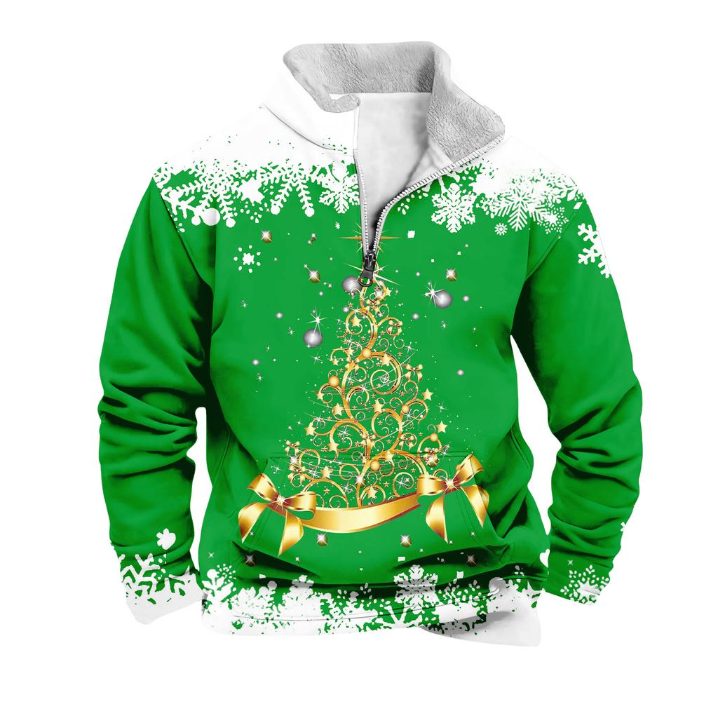 Men's Christmas Stand-up Collar Sweatshirt, Hot-selling Outdoor Casual Top With  Collar