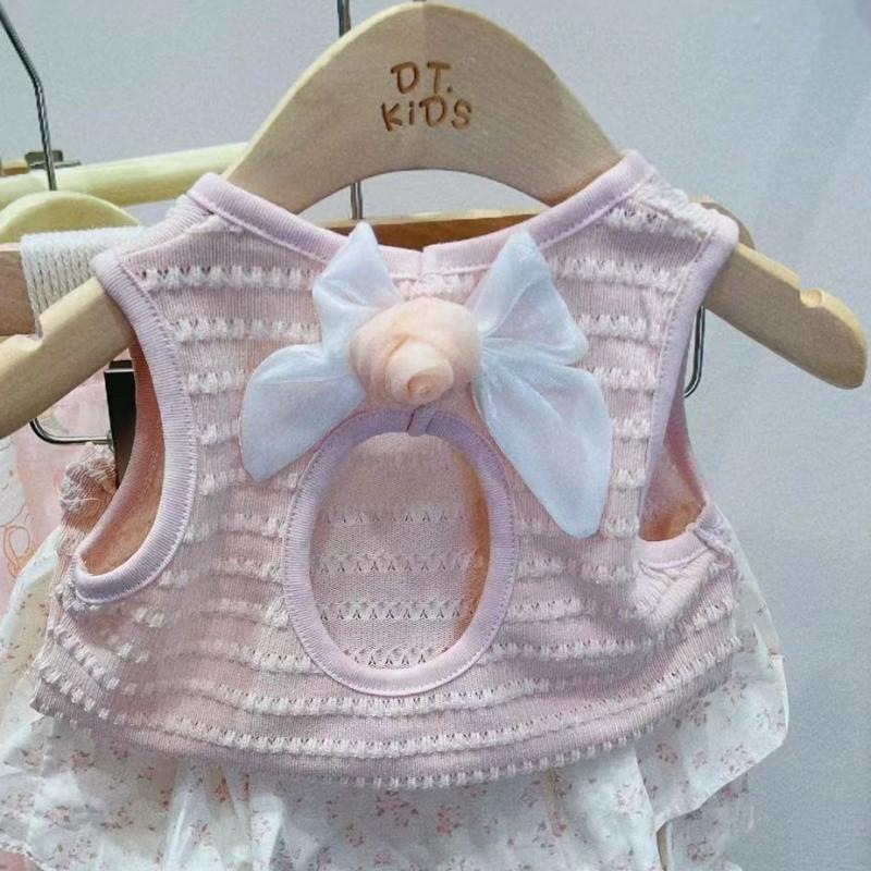 

Stylish And Comfortable Girl s Summer Cotton Two Piece Set With Sleeveless Top And Floral Skirt Vest,80cm/31.50in