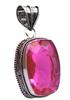 Pink Tourmaline Hydro Gemstone Antique Silver Plated Pendant 2" J 2055
