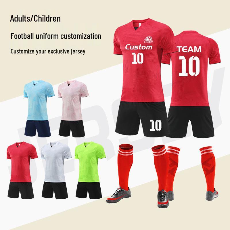 New Quick-Dry Short Sleeve Football Kit for Adults & Students - Team Sports Competition Uniforms for Children.