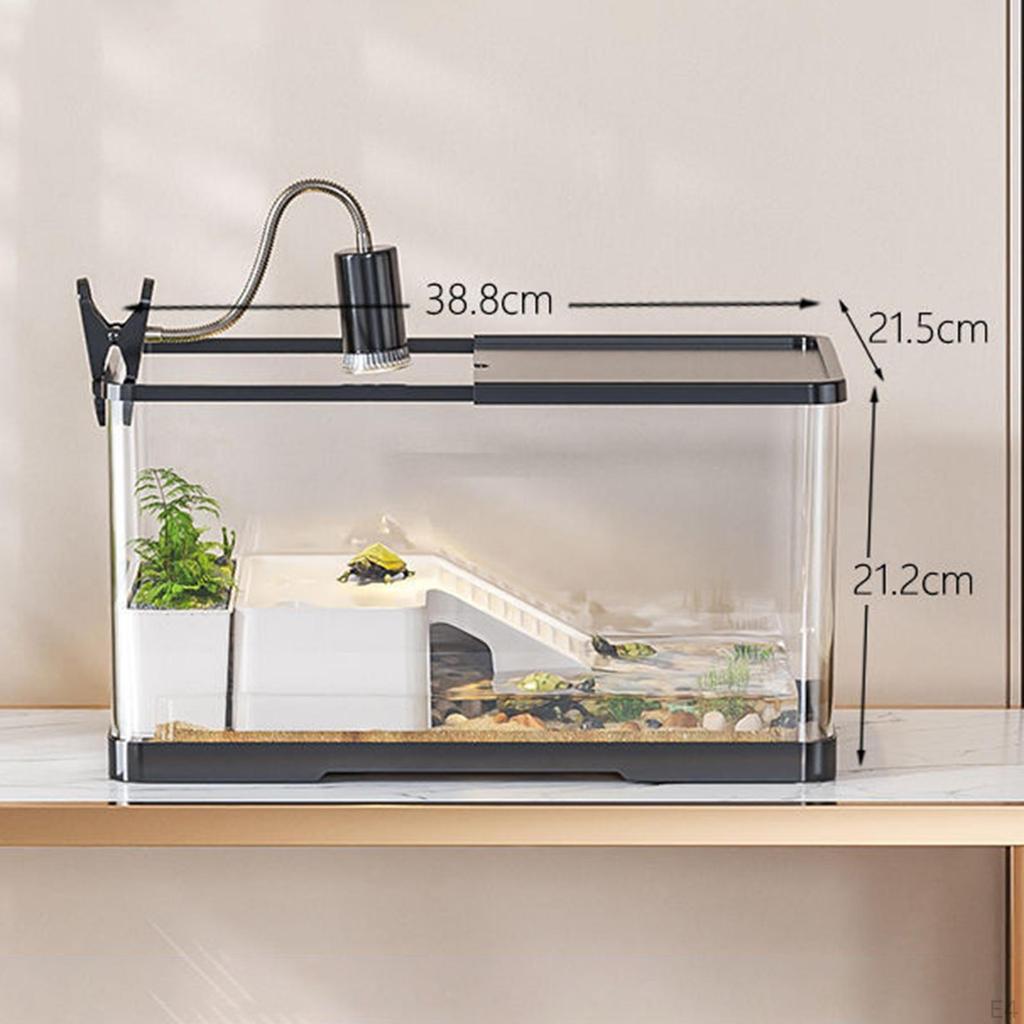 Aquarium for S, Reptile Habitat with Cover, Multifunctional Resting Platform