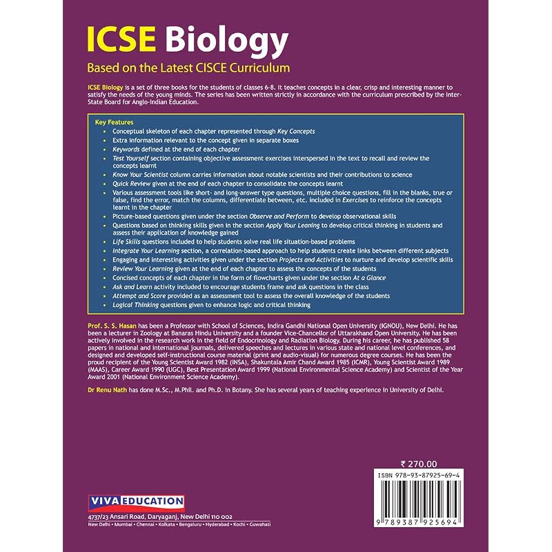 ICSE Biology, 2019 Ed. ICSE Biology is a set of three books