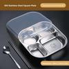 304 Food Grade Stainless Steel Meal Plate Divided with Lid Adult Three Compartment Lunch Box School Student Fast Food Plate