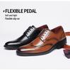 New Men's English Style Hidden Heel Derby Brogue Leather Shoes - Pointed Toe Lace-Up Design for Formal and Casual Wear