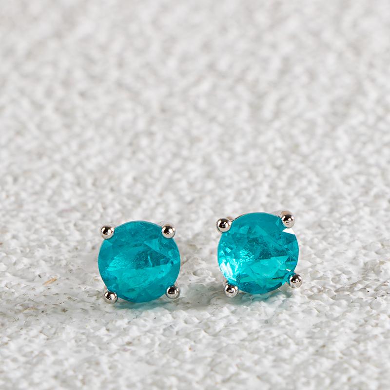 Cellacity Classic 100 %925 Sterling Silver Stud Earrings With Round Emerald Gemstone For Women Silver Wedding Party Fine Jewelry