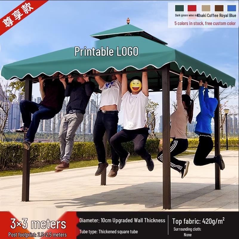 Wrought Iron Outdoor Gazebo Pavilion Canopy for Courtyard, Balcony & Rooftop Garden – Sunshade & Rain Shelter