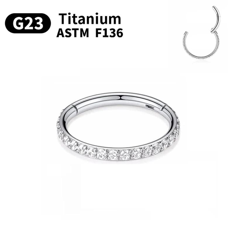 1/10pcs G23 Titanium Nasal Ring For Women Hoop Earring 16G/18G Piercing Jewelry Gift Lip Ring Hinge Clicker Open Diaphragm