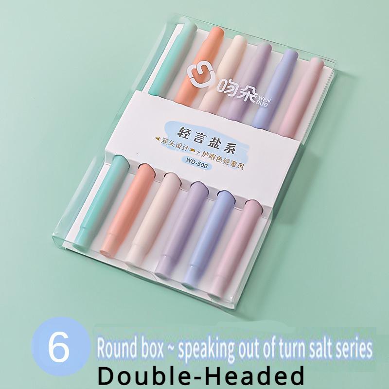 6pcs/set Pastel Color Highlighter Kawaii Stationery Color Marker School Supplies Student Marker Highlighter Japanese Stationery
