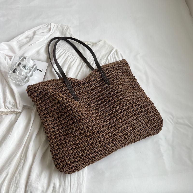 Handwoven Large Capacity Straw Tote Bag for Women - Spring/Summer Shoulder Bag for Commute & Beach