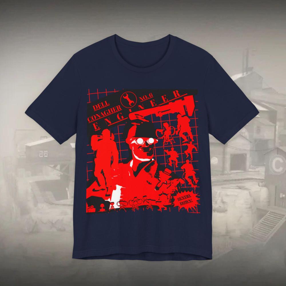 TF2 Inženýr Tričko Streetwear Styl Pánské Volné Tričko Pár Celoroční Streetwear Tričko grafická trička vintage tričko