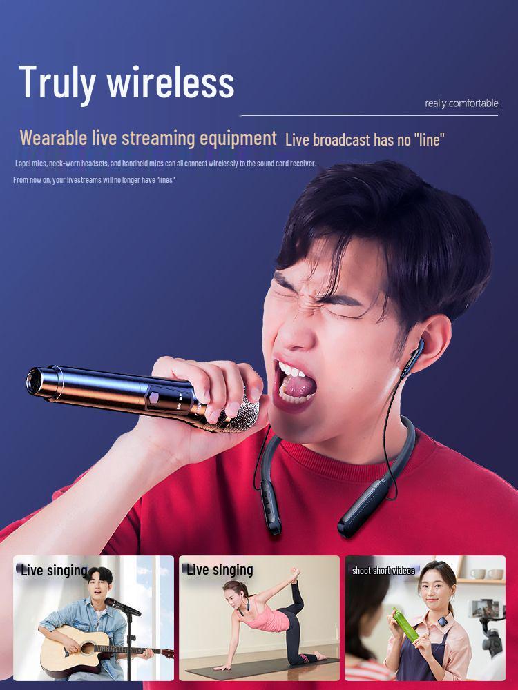 All-in-One Wireless Streaming Kit with Neck-Mounted Microphone and Bluetooth Sound Card