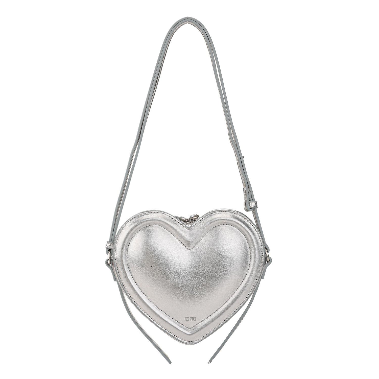 KaiTingu 3D Hartvormige Crossbody Tas, Chique Zoete en Coole Enkele Schoudertas, Trendy Geometrische Dames Handtas zilver