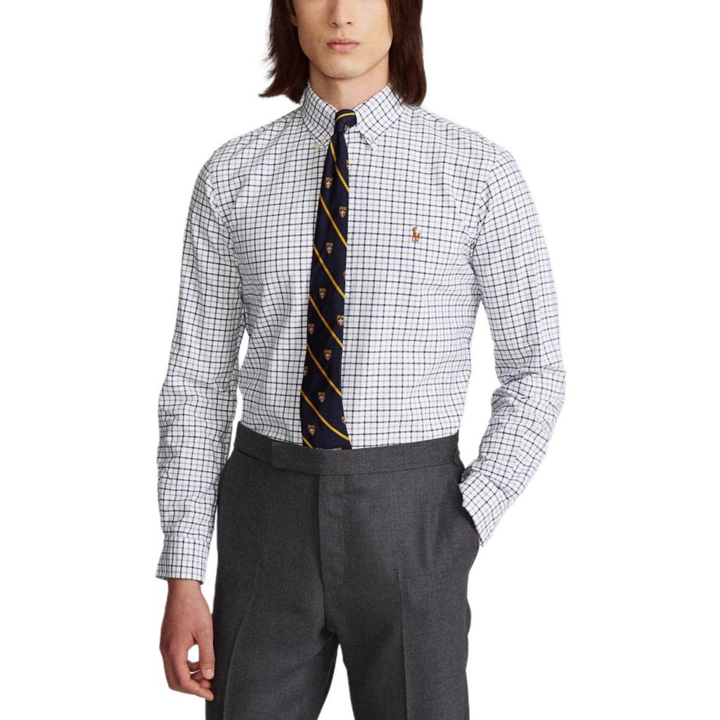 Polo Ralph Lauren SS24 Plaid Pony Logo Embroidered Oxford Long Sleeve Shirt Men Shirts Blue Gray 710823146-001