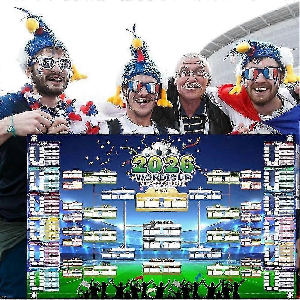 2026 World Cup Soccer Schedule Poster, Durable Fabric Tracking Chart for Fans