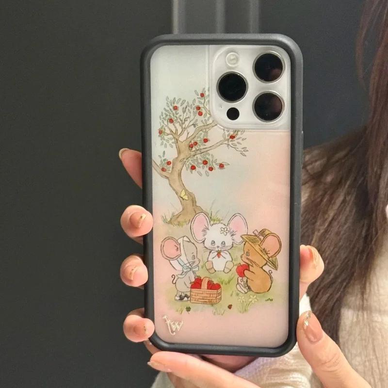 Wildflower 3D Mice Friends wf Anti-Fall Phone Case for iPhone 16 15 14 13 12 Pro Max Plus 16pro WF Red Dream Star Cartoon Cover